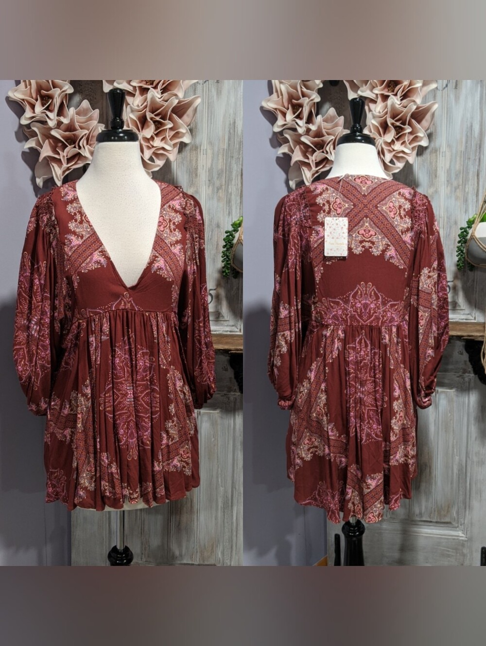 NWT Free People Burgundy Boho Tunic